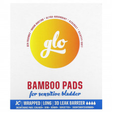 Here We Flo, Glo, бамбуковые прокладки для чувствительного мочевого пузыря, длинные, 10 прокладок