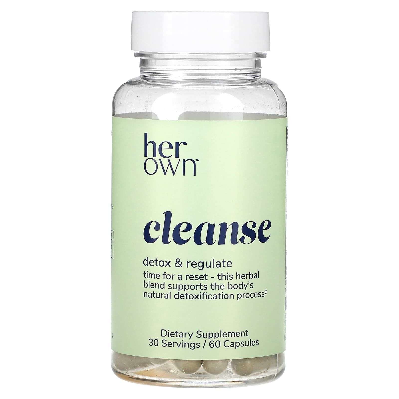 Her Own, Cleanse, средство для детоксикации и регуляции, 60 капсул