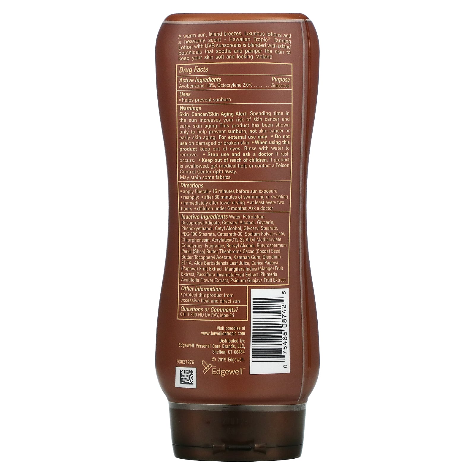 Hawaiian Tropic, Island Tanning, солнцезащитный лосьон, масло какао, SPF 4, 236 мл (8 жидк. Унций)