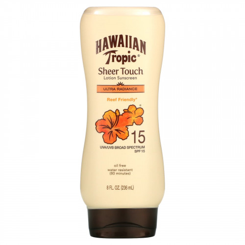Hawaiian Tropic, Sheer Touch, Ultra Radiance, солнцезащитный лосьон с SPF 15, 236 мл