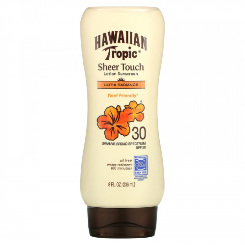 Hawaiian Tropic, Sheer Touch, Ultra Radiance, солнцезащитный лосьон с SPF 30, 236 мл