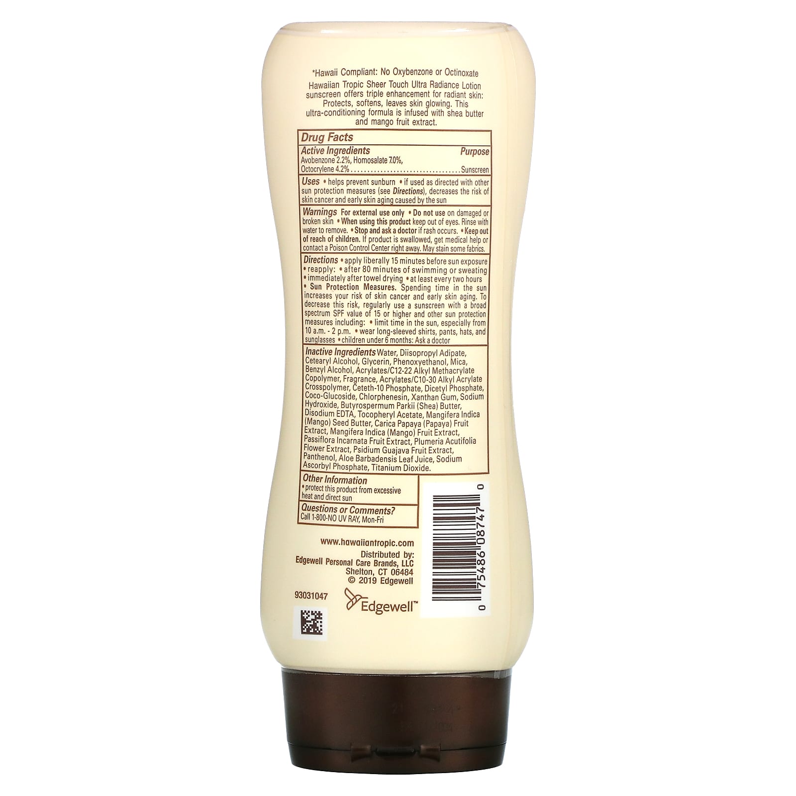 Hawaiian Tropic, Sheer Touch, Ultra Radiance, солнцезащитный лосьон с SPF 30, 236 мл