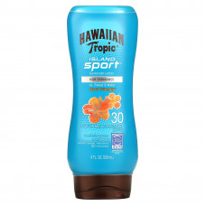 Hawaiian Tropic, Высокоэффективное солнцезащитное средство Island Sport с SPF 30, легкий тропический аромат, 236 мл