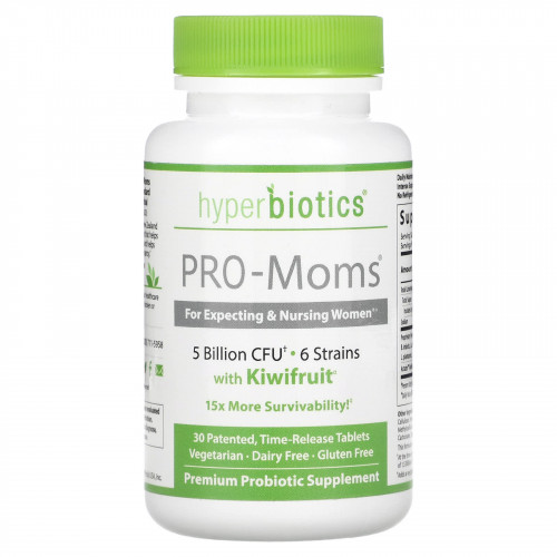 Hyperbiotics, PRO-Moms, с киви, 5 млрд КОЕ, 30 таблеток медленного высвобождения