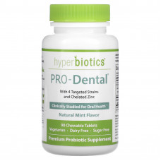 Hyperbiotics, PRO-Dental, пищевая добавка для здоровья полости рта, с натуральным мятным вкусом, 90 жевательных таблеток
