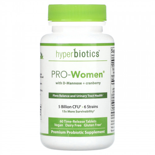 Hyperbiotics, PRO-Women, 5 млрд КОЕ, 60 таблеток постепенного высвобождения