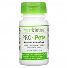 Hyperbiotics, Pro-Pets, пробиотики для собак и кошек, натуральная свинина, 3 млрд КОЕ, запатентовано 60, микро-жемчуг с замедленным высвобождением