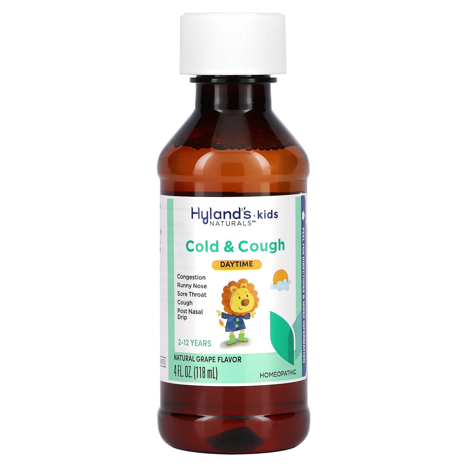 Hyland's Naturals, средство от простуды и кашля для детей, для приема днем, от 2 до 12 лет, со вкусом натурального винограда, 118 мл (4 жидк. унций)