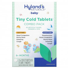 Hyland's Naturals, Для детей, комбо-упаковка в крошечных таблетках от простуды, для дневного и вечернего приема, для детей от 6 месяцев, 2 флакона, по 125 быстрорастворимых таблеток