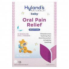 Hyland's Naturals, таблетки для облегчения боли в полости рта и спокойного сна у грудных детей, от 0 месяцев, 125 быстрорастворимых таблеток