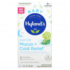 Hyland's Naturals, Для детей, средство для снятия слизи и простуды в ночное время, для детей от 6 месяцев, 118 мл (4 жидк. Унции)