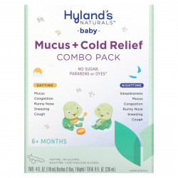 Hyland's Naturals, средство от слизи и простуды для детей, набор для приема в дневное/ночное время, от 6 месяцев, 2 флакона по 118 мл (4 жидк. унции)