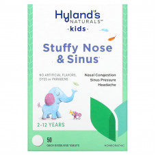 Hyland's Naturals, таблетки для детей при заложенности носа и носовых пазух, от 2 до 12 лет, 50 быстрорастворимых таблеток