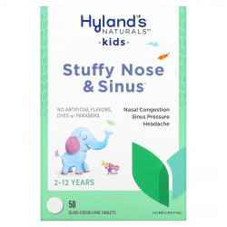 Hyland's Naturals, таблетки для детей при заложенности носа и носовых пазух, от 2 до 12 лет, 50 быстрорастворимых таблеток