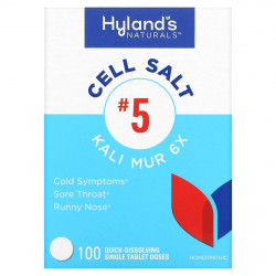 Hyland's Naturals, Cell Salt # 5, Kali Mur 6X, 100 быстрорастворимых таблеток