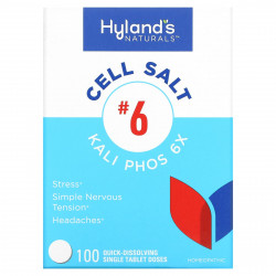 Hyland's Naturals, Cell Salt # 6, Kali Phos 6X, 100 быстрорастворимых таблеток