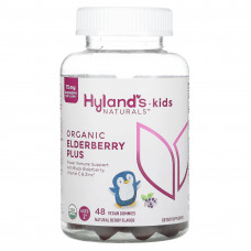 Hyland's Naturals, Kids Naturals, органическая бузина плюс, натуральные ягоды, для детей от 2 лет, 48 веганских жевательных таблеток