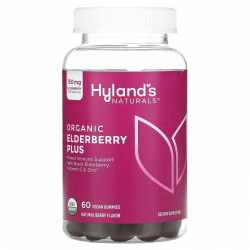 Hyland's Naturals, Органическая бузина с жевательными мармеладками, натуральные ягоды, 60 веганских жевательных таблеток