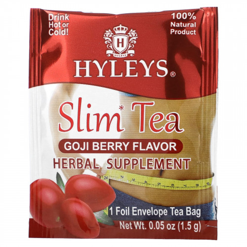 Hyleys Tea, Slim Tea, Ягоды годжи, 25 чайных пакетиков в фольгированных пакетиках, 1,32 унции (37,5 г)
