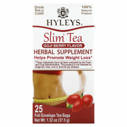 Hyleys Tea, Slim Tea, Ягоды годжи, 25 чайных пакетиков в фольгированных пакетиках, 1,32 унции (37,5 г)