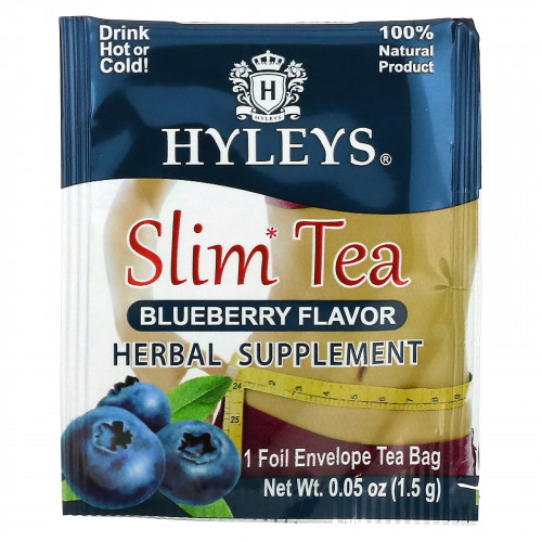 Hyleys Tea, Slim Tea, Со вкусом черники, 25 чайных пакетиков в фольгированных пакетиках, 1,32 унции (37,5 г)