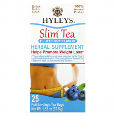 Hyleys Tea, Slim Tea, Со вкусом черники, 25 чайных пакетиков в фольгированных пакетиках, 1,32 унции (37,5 г)