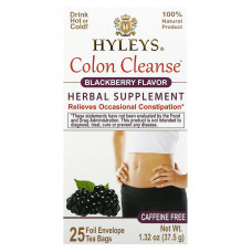 Hyleys Tea, средство для очищения кишечника, ежевика, без кофеина, 25 чайных пакетиков, 37,5 г (1,32 унции)