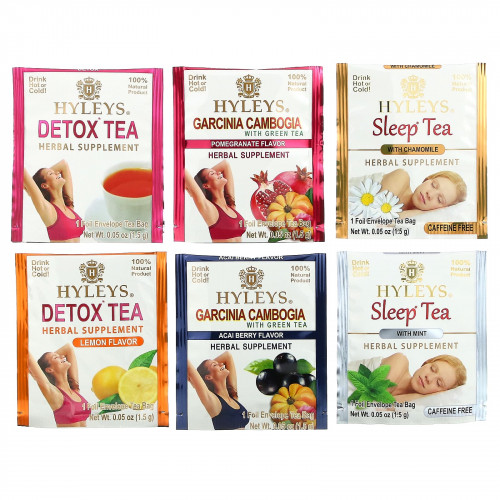 Hyleys Tea, Detox Kit, 14-дневное очищение, разные вкусы, 42 чайных пакетика в фольгированной упаковке, 63,0 г (2,22 унции)