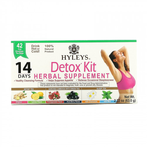 Hyleys Tea, Detox Kit, 14-дневное очищение, разные вкусы, 42 чайных пакетика в фольгированной упаковке, 63,0 г (2,22 унции)