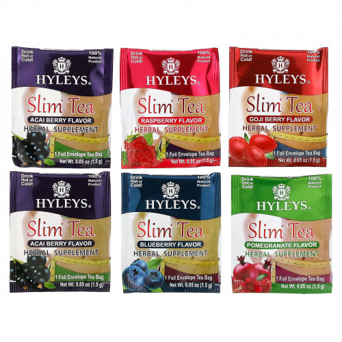 Hyleys Tea, Slim Tea, ассорти из коллекций чая, 42 чайных пакетика в фольгированных пакетиках, по 1,5 г (0,05 унции)