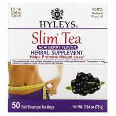 Hyleys Tea, Slim Tea, ягоды асаи, 50 чайных пакетиков в фольгированных пакетиках, по 1,5 г (0,05 унции)