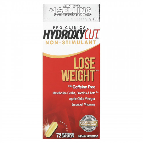 Hydroxycut, Pro Clinical Hydroxycut, добавка для похудения без стимуляторов, 72 быстрорастворимые капсулы