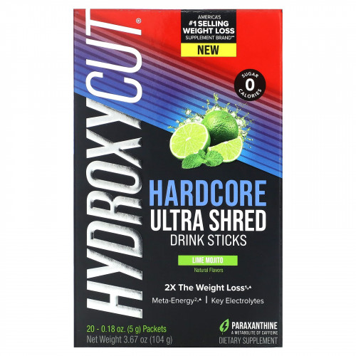 Hydroxycut, Hardcore Ultra Shred, напиток в стиках, мохито с лаймом, 20 стиков по 5 г (0,18 унции)