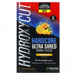 Hydroxycut, Hardcore Ultra Shed, напиток в стиках, мандарин и мимоза, 20 пакетиков по 6 г (0,2 унции)