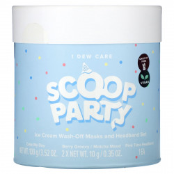 I Dew Care, Scoop Party, набор смываемых масок и повязки на голову для мороженого, набор из 4 предметов