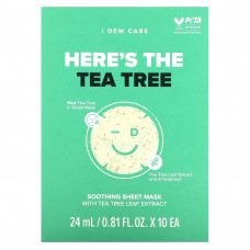 I Dew Care, Here's The Tea Tree, успокаивающая тканевая маска, 10 листовых масок, по 24 мл (0,81 жидк. Унции)