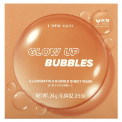 I Dew Care, Glow Up Bubbles, тканевая маска с сияющими пузырьками, 5 шт. Масок, 24 г (0,84 унции)