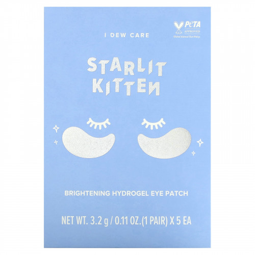 I Dew Care, Starlit Kitten, гидрогелевые осветляющие патчи для глаз, 5 пар по 3,2 г (0,11 унции)