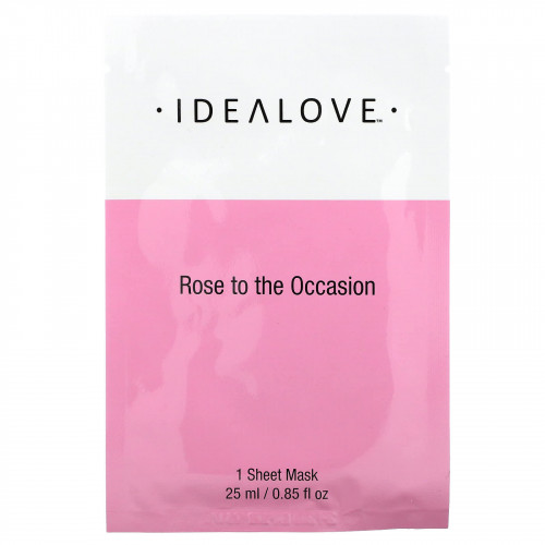 Idealove, Rose to the Occasion, тканевая косметическая маска с розовым маслом, 1 шт., 25 мл (0,85 жидк. унции) (Товар снят с продажи) 