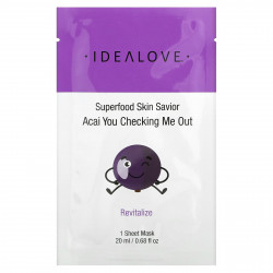 Idealove, Superfood Skin Savior, Acai You Checking Me Out, 1 тканевая маска, 20 мл (0,68 жидк. Унции) (Товар снят с продажи) 