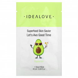 Idealove, Superfood Skin Savior, Let's Avo Good Time, 1 тканевая маска, 20 мл (0,68 жидк. Унции) (Товар снят с продажи) 