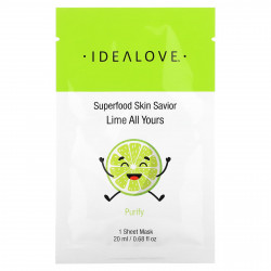 Idealove, маска для кожи с суперфудами, лайм, 1 тканевая маска, 20 мл (0,68 жидк. унции) (Товар снят с продажи) 