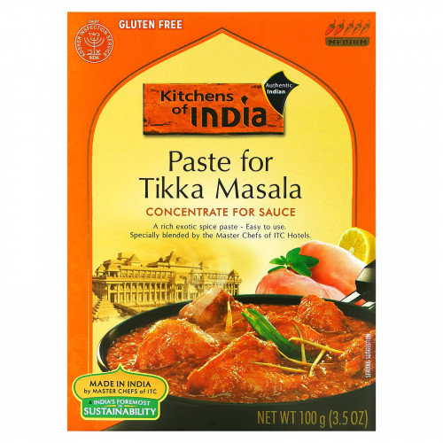Kitchens of India, Паста для тикка-масалы, концентрат для соусов, средний, 3,5 унц. (100 г)