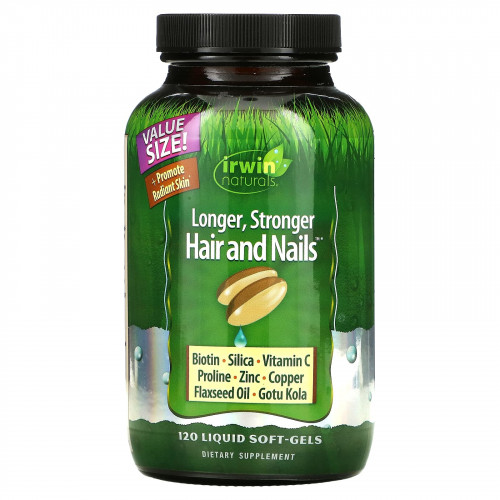 Irwin Naturals, Healthy Skin & Hair Plus Nails, 120 мягких желатиновых капсул с жидкостью