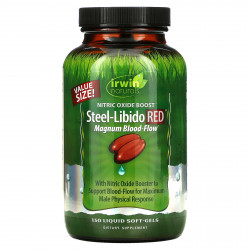 Irwin Naturals, Steel-Libido Red, усиленный кровоток, 150 мягких желатиновых капсул с жидкостью