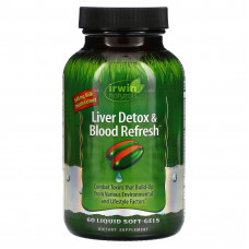Irwin Naturals, Liver Detox & Blood Refresh, добавка для очистки печени и крови, 60 капсул с жидкостью