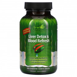 Irwin Naturals, Liver Detox & Blood Refresh, добавка для очистки печени и крови, 60 капсул с жидкостью