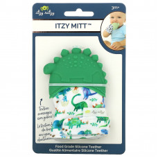 itzy ritzy, Itzy Mitt, пищевой силиконовый прорезыватель для зубов, от 3 месяцев, динозавр, 1 прорезыватель