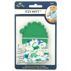 itzy ritzy, Itzy Mitt, пищевой силиконовый прорезыватель для зубов, от 3 месяцев, динозавр, 1 прорезыватель