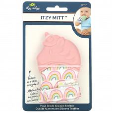 itzy ritzy, Itzy Mitt, пищевой силиконовый прорезыватель для зубов, от 3 месяцев, светло-розовый единорог, 1 прорезыватель